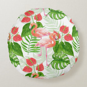 Flamingo garden round cushion