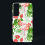 Flamingo garden samsung galaxy case<br><div class="desc">Watercolor pattern design with flamingo flowers and birds,  monstera and palm leaves.</div>