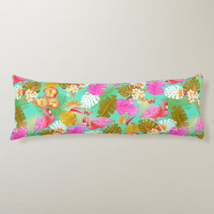 Flamingo Garden Teal Body Cushion