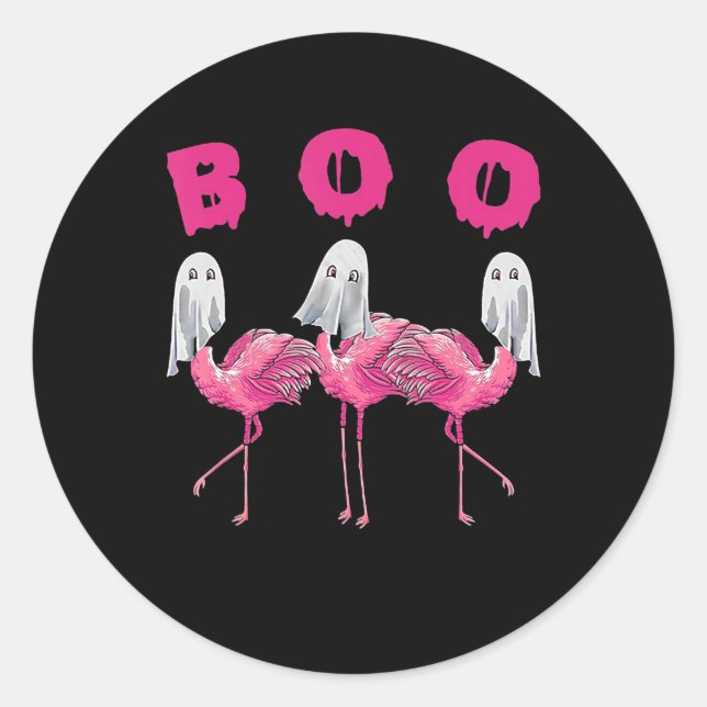 Flamingo | Ghost Flamingo Boo Halloween Costume Classic Round Sticker (Front)