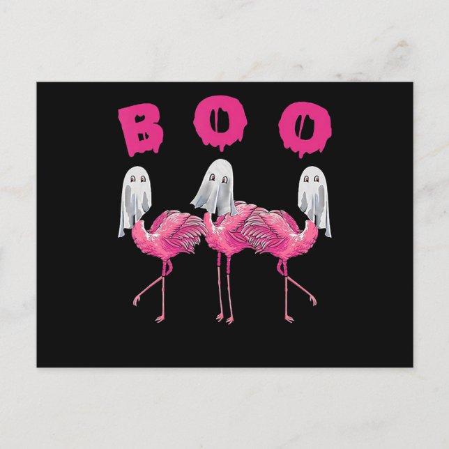 Flamingo | Ghost Flamingo Boo Halloween Costume Holiday Postcard (Front)