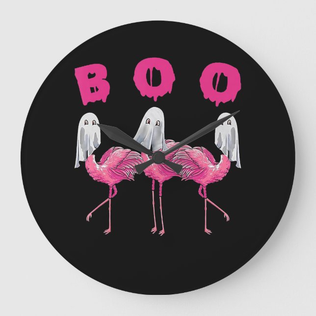 Flamingo | Ghost Flamingo Boo Halloween Costume Large Clock (Front)