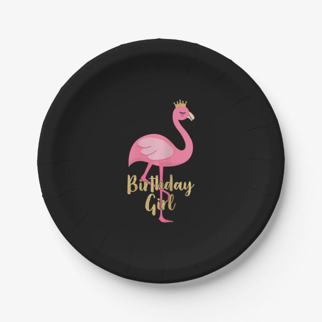 Flamingo Girl Birthday Costume Gifts Paper Plate (Front)