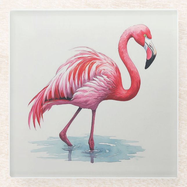 Flamingo Glass Coaster (Front)