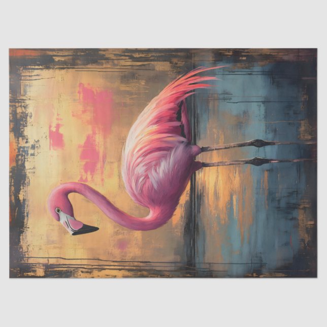 Flamingo Golden Sunset Paint Decoupage Tissue Paper (Front)