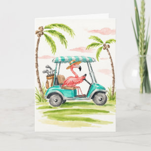 Flamingo Golf Watercolor Greeting Card
