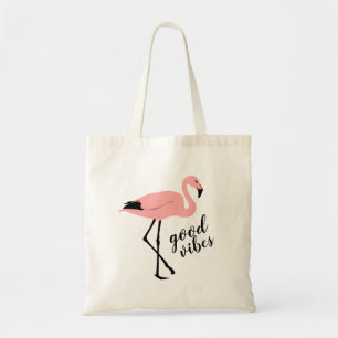 Flamingo Good Vibes Pink Black Cute Budget Tote Bag
