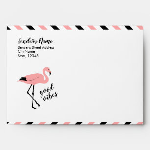 Flamingo Good Vibes Pink Black Cute Envelope