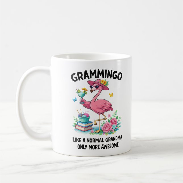Flamingo Grammingo Like a Normal Grandma Only More Coffee Mug (Left)