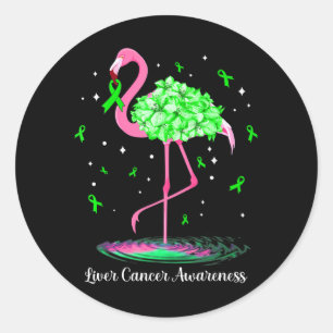 Flamingo Green Ribbon For Liver Cancer Awareness Classic Round Sticker