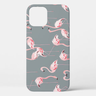 Flamingo Grey: Vintage Seamless Pattern. iPhone 12 Case