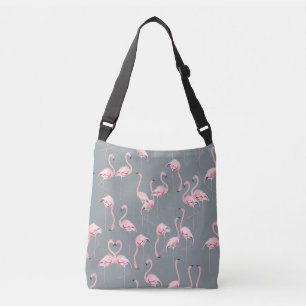 Flamingo Grey: Vintage Seamless Pattern. Crossbody Bag