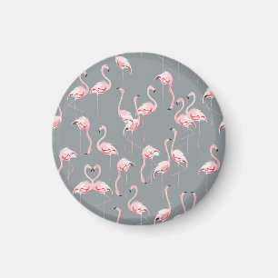 Flamingo Grey: Vintage Seamless Pattern. Magnet