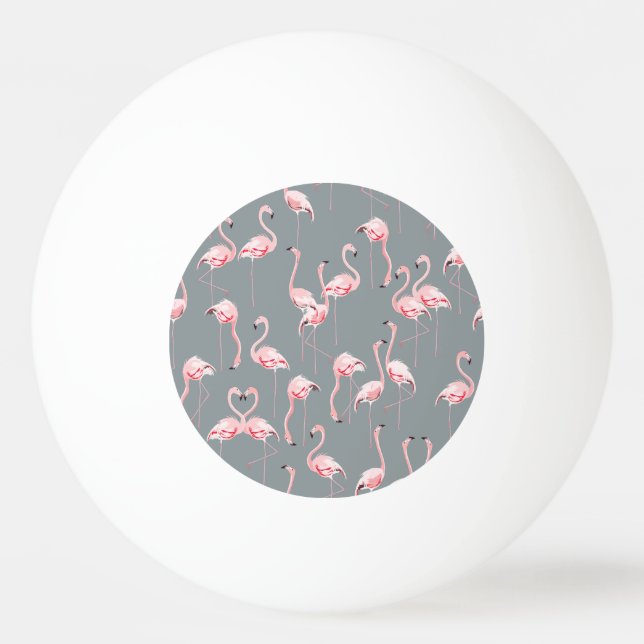 Flamingo Grey: Vintage Seamless Pattern. Ping Pong Ball (Front)