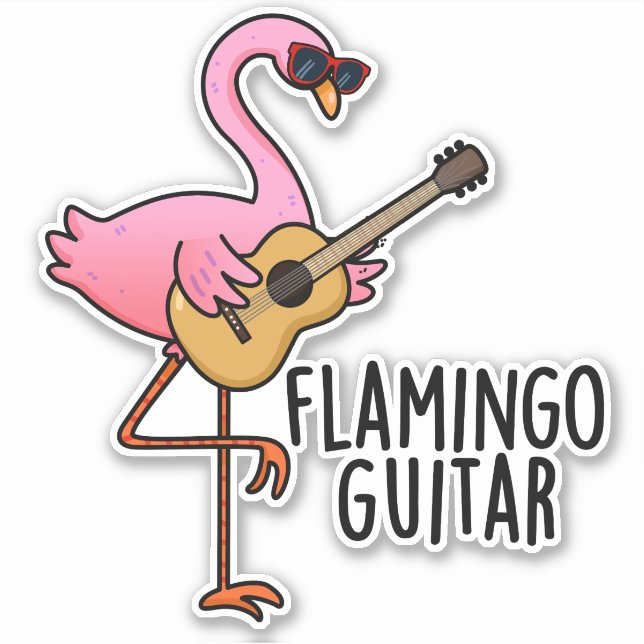 Flamingo Guitar Funny Music Pun  (Front)