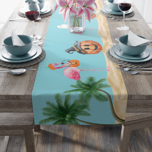 Flamingo Halloween coastal decoration Medium Table Runner