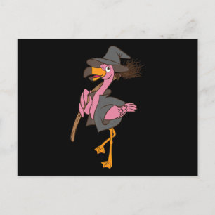 Flamingo Halloween Flamingo Witch Cool Pink Bird Announcement Postcard