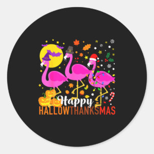 Flamingo Halloween Thanksgiving Christmas Hallowth Classic Round Sticker