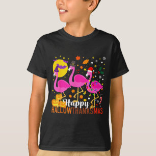 Flamingo Halloween Thanksgiving Christmas T-Shirt