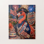 Flamingo Happy 250th Birthday America July 4th Jigsaw Puzzle<br><div class="desc">July 4, 2026 marks the semiquincentennial of the United States of America - celebrating 250 years of American Independence and freedom! Show your patriotism with this beautiful jigsaw puzzle created especially for this milestone event! The whimsical design on the puzzle features a pink flamingo dressed in a patriotic red, white,...</div>