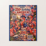Flamingo Happy 250th Birthday America July 4th Jigsaw Puzzle<br><div class="desc">July 4, 2026 marks the semiquincentennial of the United States of America - celebrating 250 years of American Independence and freedom! Show your patriotism with this beautiful jigsaw puzzle created especially for this milestone event! The whimsical design on the puzzle features a flock of pink flamingos dressed in a patriotic...</div>