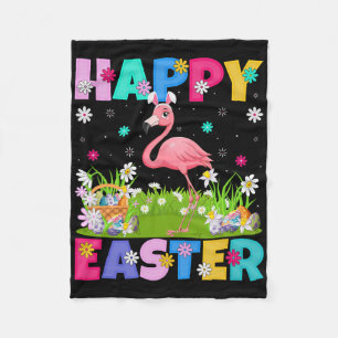 Flamingo Happy Easter Egg Hunt Bunny Ear Flamingo  Fleece Blanket
