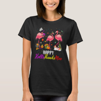 Flamingo Happy HalloThanksMas Thanksgiving Christm T-Shirt