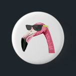 FLAMINGO HEAD 6 CM ROUND BADGE<br><div class="desc">Create show-stopping jackets,  table runners,  and accessories with this flamboyant flamingo design!</div>