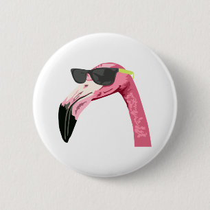 FLAMINGO HEAD 6 CM ROUND BADGE