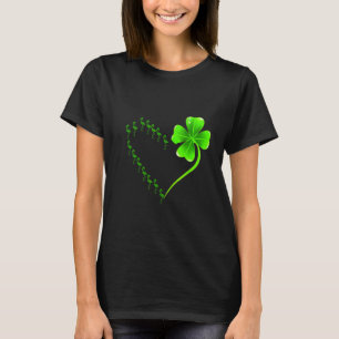 Flamingo Heart Irish Shamrock Heart Clover St Patr T-Shirt
