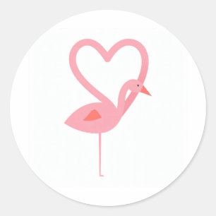 Flamingo Heart Neck Minimal Classic Round Sticker