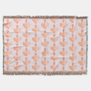 Flamingo, Heart  Throw Blanket