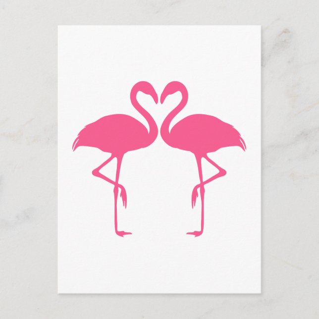 Flamingo heart, two pink flamingos in love postcard (Front)