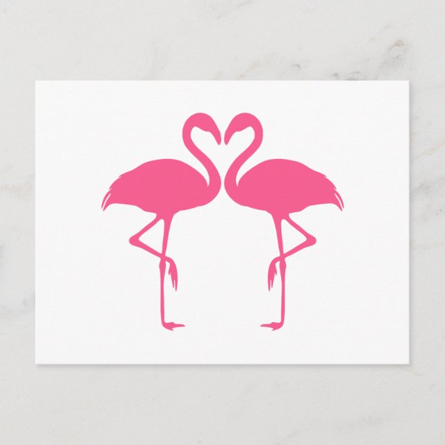 Flamingo heart, two pink flamingos in love postcard (Front)