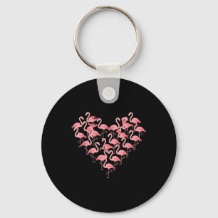 Flamingo Heart Valentines Day Romantic Pink Bird L Key Ring