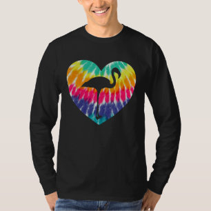 Flamingo Heart With Tie dye Print For Flamingo T-Shirt