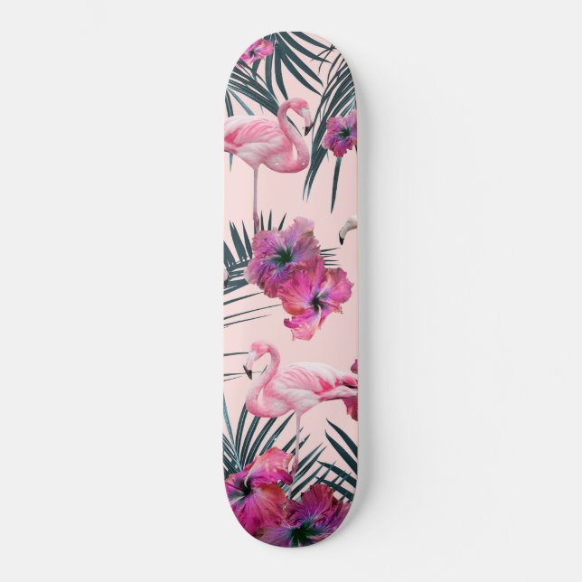 Flamingo Hibiscus Jungle Siesta #2 #tropical Skateboard (Front)