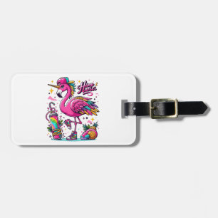 Flamingo hiphop luggage tag