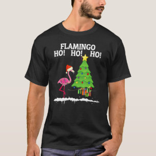 Flamingo Ho Ho Ho Christmas Pink Flamingo Santa Ha T-Shirt
