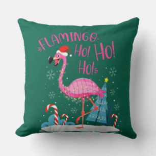 Flamingo Ho-Ho-Ho Christmas Pink Flamingo Theme Cushion