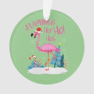 Flamingo Ho-Ho-Ho Christmas Pink Flamingo Theme Ornament
