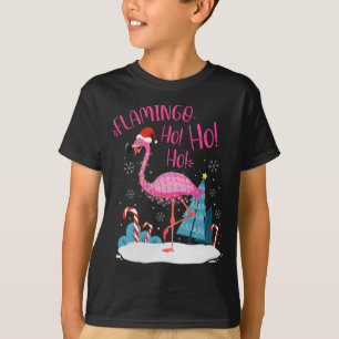 Flamingo Ho-Ho-Ho Christmas Pink Flamingo Theme T-Shirt
