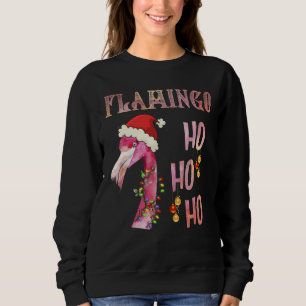 Flamingo Ho Ho Ho Merry Christmas Pink Santa's Hat Sweatshirt