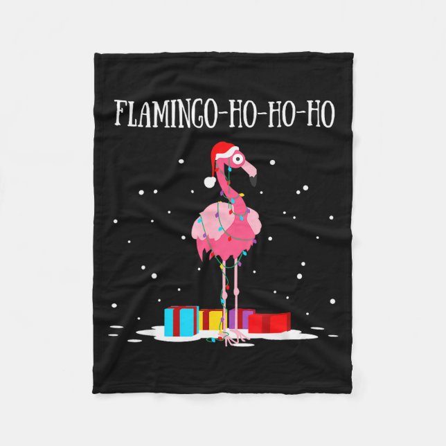 Flamingo Ho Ho Ho Nk Christmas Tree Lights Chain X Fleece Blanket (Front)