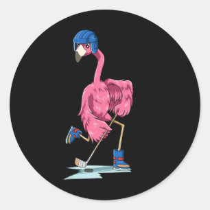 Flamingo Hockey Flamingo Playing Hockey Flamingo  Classic Round Sticker