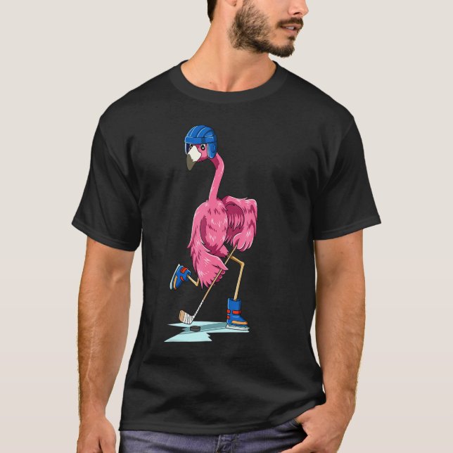 Flamingo Hockey Flamingo Playing Hockey Flamingo T-Shirt (Front)