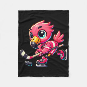 Flamingo Hockey Player Bird Lover Men Women Kids Fleece Blanket