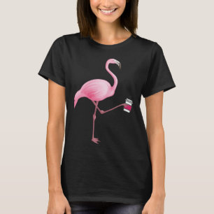Flamingo Holding Coffee Tropical Gag Graphic T-Shirt