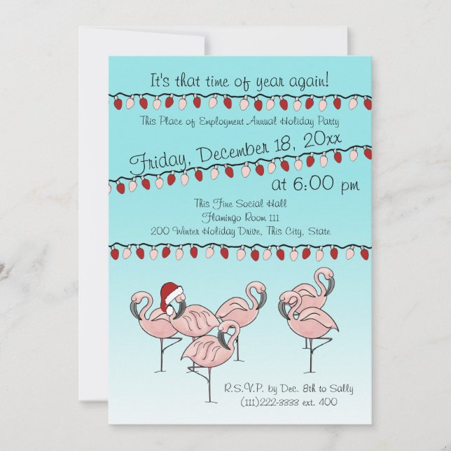 Flamingo Holiday Party Invitation (Front)