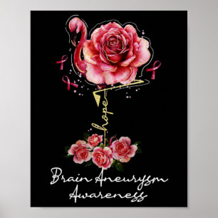 Flamingo Hope Burgundy Ribbon Brain Aneurysm 1 Poster